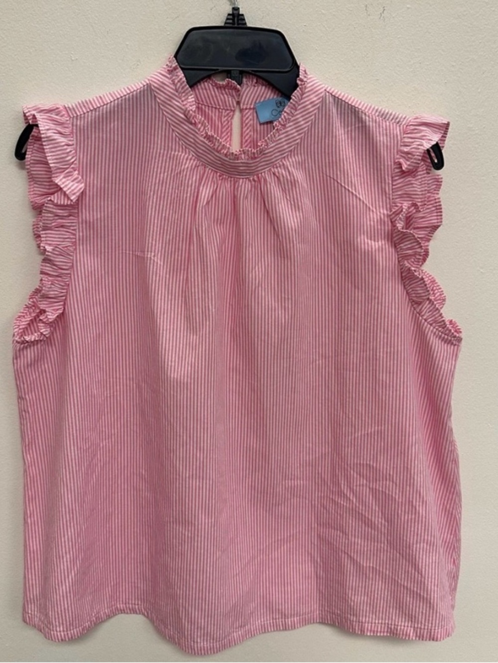 CECE stripes  flutter sleeve blouse L